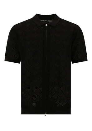 BEAMS PLUS zip-front mesh polo shirt - Black