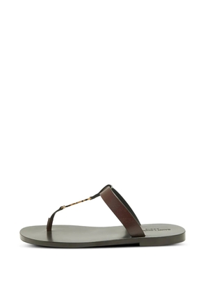Saint Laurent Pre-Owned Cassandre thong sandals - Brown
