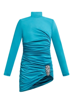 AREA crystal-embellished draped mini dress - Blue