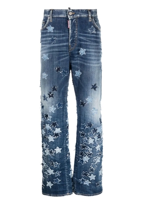 DSQUARED2 star-motif patchwork jeans - Blue