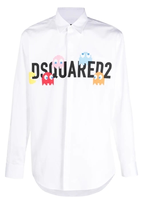 DSQUARED2 logo-print long-sleeve cotton shirt - White
