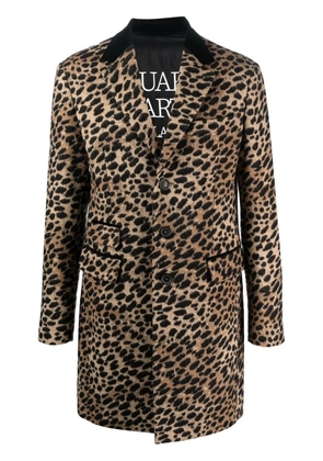 DSQUARED2 leopard-print single-breasted coat - Neutrals