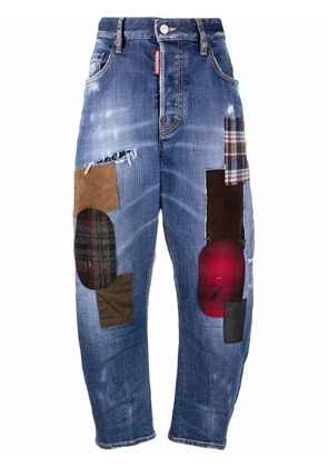 DSQUARED2 patchwork-effect cropped jeans - Blue