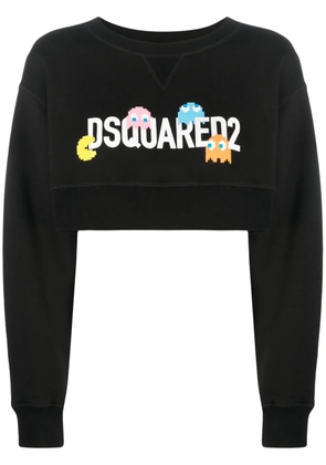 DSQUARED2 logo-print cropped sweartshirt - Black