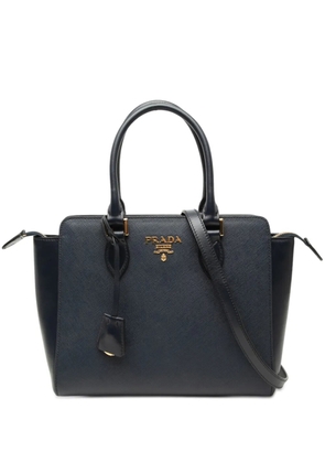 Prada Pre-Owned 2013-2026 Soft Calf Trimmed Saffiano Lux Open Convertible Tote satchel - Black