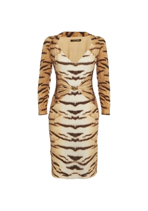 Roberto Cavalli Vintage tiger-print jersey dress - Neutrals