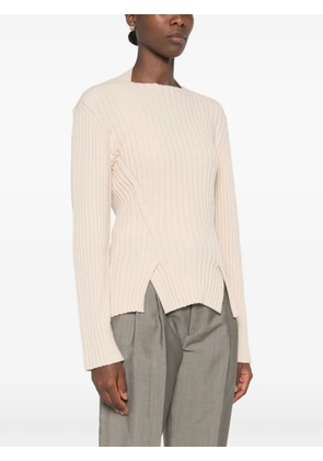 Victoria Beckham ribbed-knit asymmetric-hem sweater - Grey