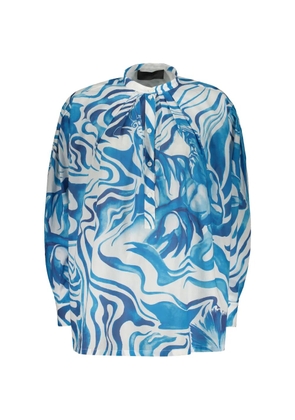 Alberta Ferretti graphic-print mandarin-collar shirt - Blue