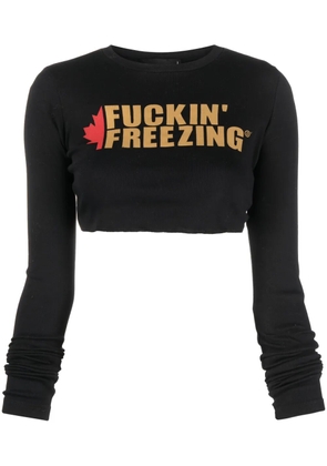 DSQUARED2 slogan-print long-sleeve cropped T-shirt - Black