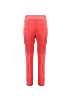 Alberta Ferretti logo-waistband velvet-effect trousers - Red