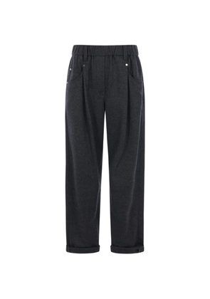 Brunello Cucinelli Monili-detail pleated-front trousers - Grey