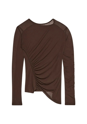 Helmut Lang ruched semi-sheer blouse - Brown