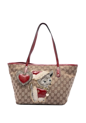 Gucci Pre-Owned 2016-2026 Small GG Canvas Brando Guccioli Holiday Chihuahua tote bag - Neutrals