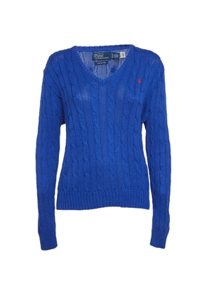 Polo Ralph Lauren Vintage cable-knit V-neck sweater - Blue