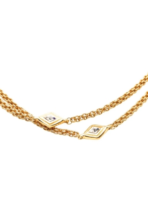 CHANEL Pre-Owned 1970-1980 Gold Plated Diamond Strass Station Chain Long Necklace costume necklace