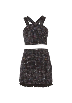 SANDRO crisscross tweed mini skirt and top set - Black