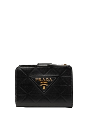 Prada Pre-Owned 2010-2026 Quilted Soft Calf Triangle Bifold Wallet small wallets - Black