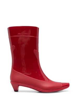 Miu Miu Pre-Owned 2000s embossed-logo heeled rain boots - Red
