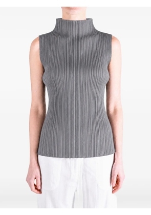 Pleats Please Issey Miyake pleated high-neck top - Grey