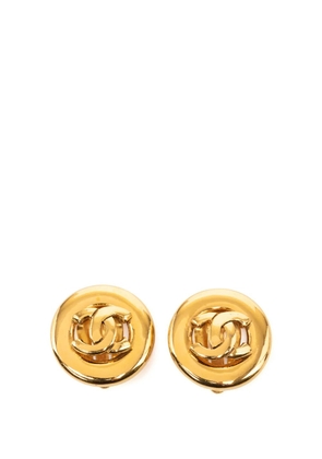 CHANEL Pre-Owned 1950-1970 CC Gold Plated Button Clip On Earrings costume earrings