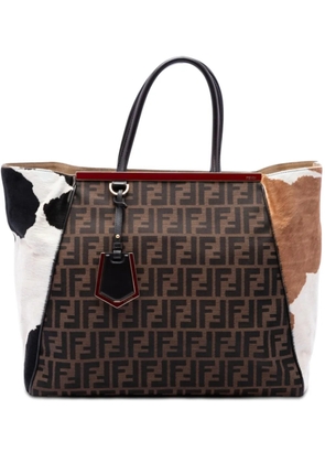 Fendi Pre-Owned 2000-2010 Large Zucca Canvas Ponyhair 2Jours Tote satchel - Brown