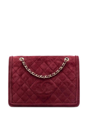 CHANEL Pre-Owned 1989-1991 CC Quilted Suede Diamond Full Flap shoulder bag - Red