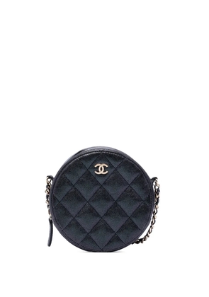 CHANEL Pre-Owned 2019 CC Quilted Iridescent Caviar Round Clutch With Chain crossbody bag - Black