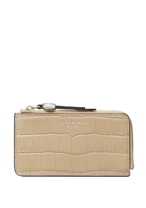 Tory Burch Romy croc-embossed zip card case - Neutrals