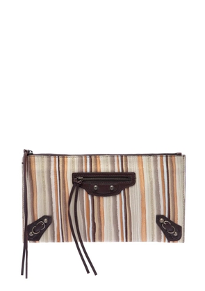 Balenciaga Pre-Owned 2005-2026 Suede Striped Papier clutch bag - Neutrals