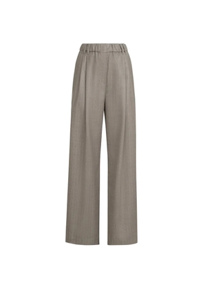 Brunello Cucinelli sparkling virgin-wool pinstripe track trousers with monili - Grey