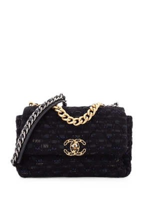 CHANEL Pre-Owned 19 Flap Bag Quilted Tweed and Ribbon Medium shoulder bag - Black