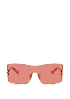 Miu Miu logo-plaque rectangle-frame sunglasses - Pink