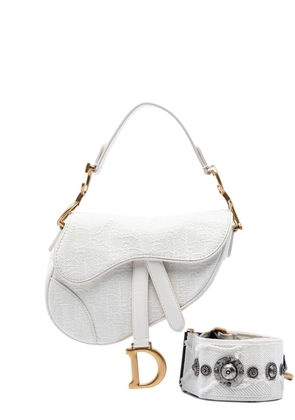 Christian Dior Pre-Owned 2020 Mini Oblique Embroidered Canvas Saddle Bag satchel - White