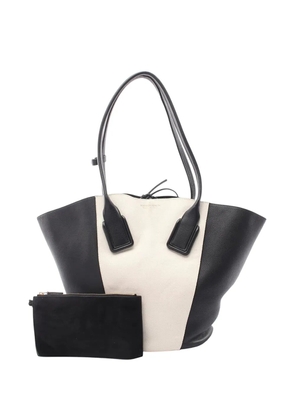 Bottega Veneta Pre-Owned 2012-2026 Medium Leather and Canvas Basket tote bag - Black