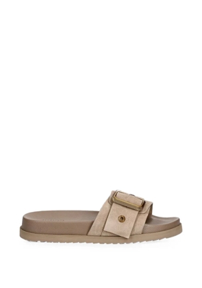 AllSaints Ellie Western buckle-detail slides - Neutrals