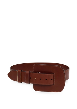 Chloé Max oversized-buckle leather belt - Brown