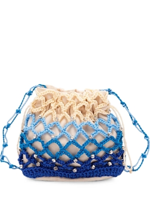 Rosantica crystal-embellished macramé crossbody bag - Blue