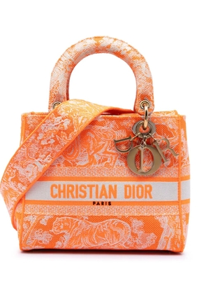 Christian Dior Pre-Owned 2022 Medium Embroidered Canvas Toile De Jouy Lady D Lite satchel - Orange