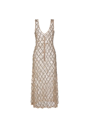 Markarian Odette bead-and-seashell embellished midi dress - Silver