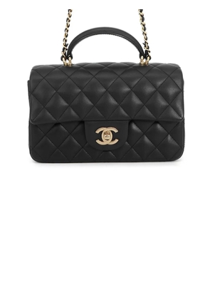 CHANEL Pre-Owned 2021-2026 Mini Rectangular Classic Lambskin Top Handle Flap satchel - Black