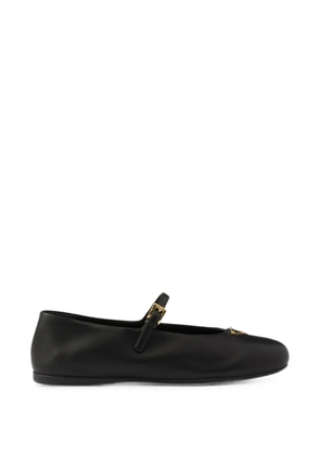 Prada buckle-strap triangle-logo ballet flats - Black