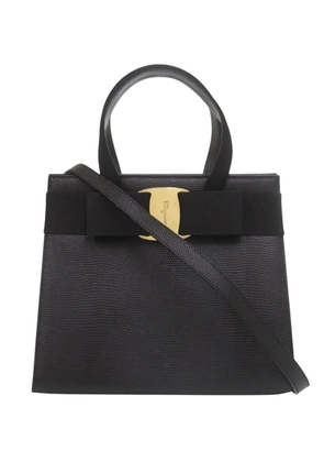 Ferragamo Pre-Owned 2010-2026 Lizard Embossed Leather Vara Bow satchel - Black