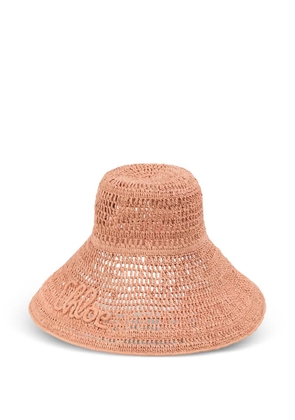 Chloé logo-embroidered raffia hat - Neutrals