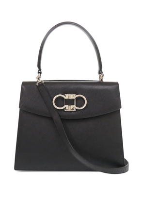 Ferragamo Pre-Owned 20th Century Leather Double Gancini Top Handle Bag satchel - Black
