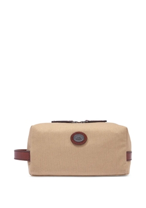 The Bridge leather-trimmed wash case - Neutrals