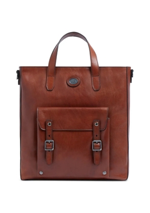 The Bridge buckle-detail leather backpack - Brown