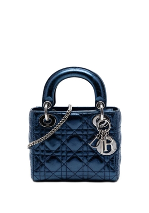 Christian Dior Pre-Owned 2016 Mini Metallic Calfskin Cannage Lady Dior satchel - Blue