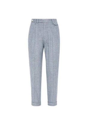 Brunello Cucinelli plaid pleated trousers - Blue
