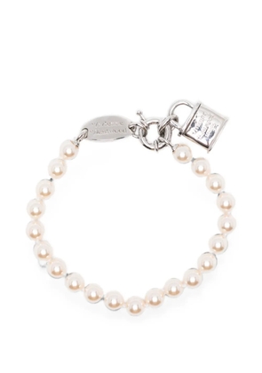 Vivienne Westwood small Celestina padlock-pendant pearl bracelet - Silver
