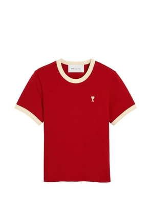 AMI Paris contrasted cotton T-shirt with Ami de Coeur - Red